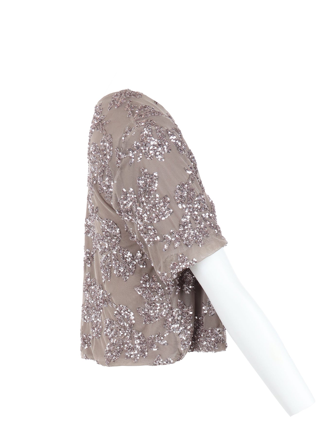 Top manches courtes tulle/sequins taupe Antonello Serio
