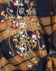 Chemise à carreaux moutarde broderie fleurs Carla