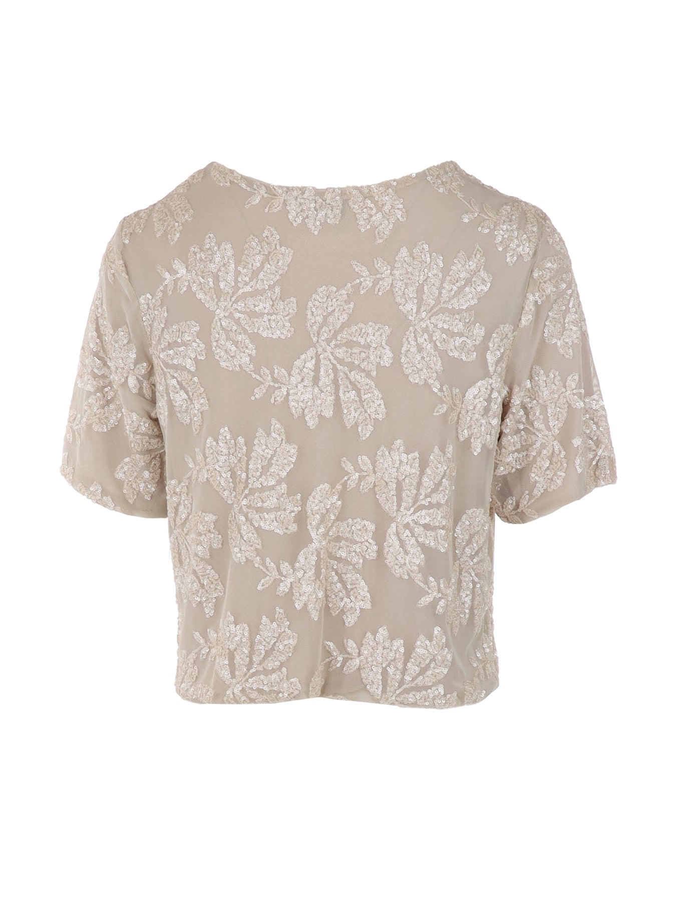 Top manches courtes tulle/sequins beige Antonello Serio