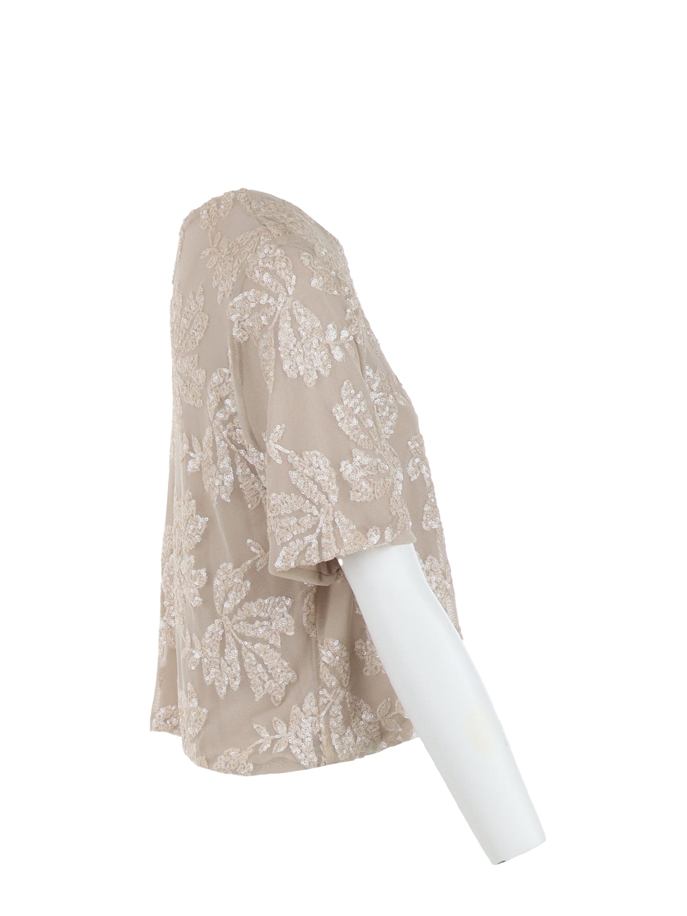 Top manches courtes tulle/sequins beige Antonello Serio
