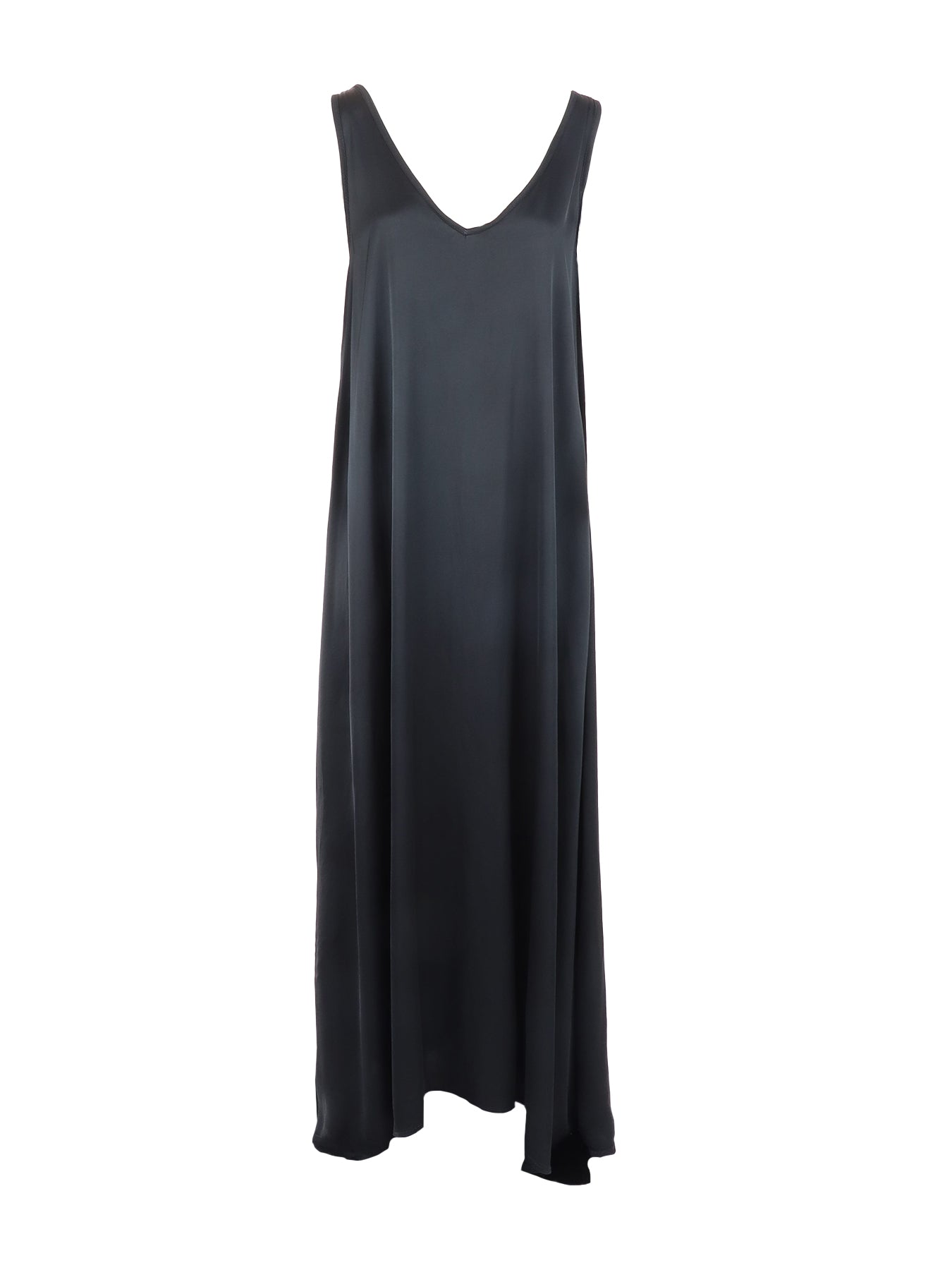 Robe longue en soie tissée noir Natacha