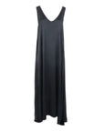 Robe longue en soie tissée noir Natacha