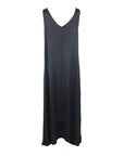 Robe longue en soie tissée noir Natacha