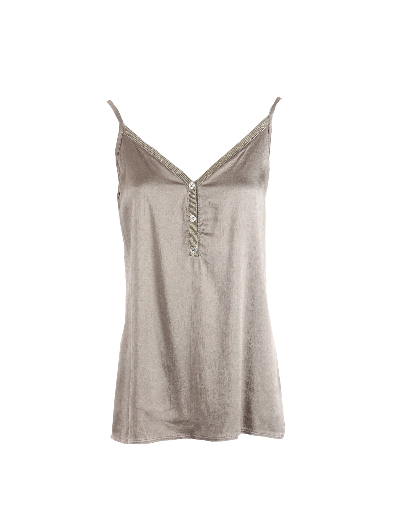 Top bretelles 3 boutons taupe