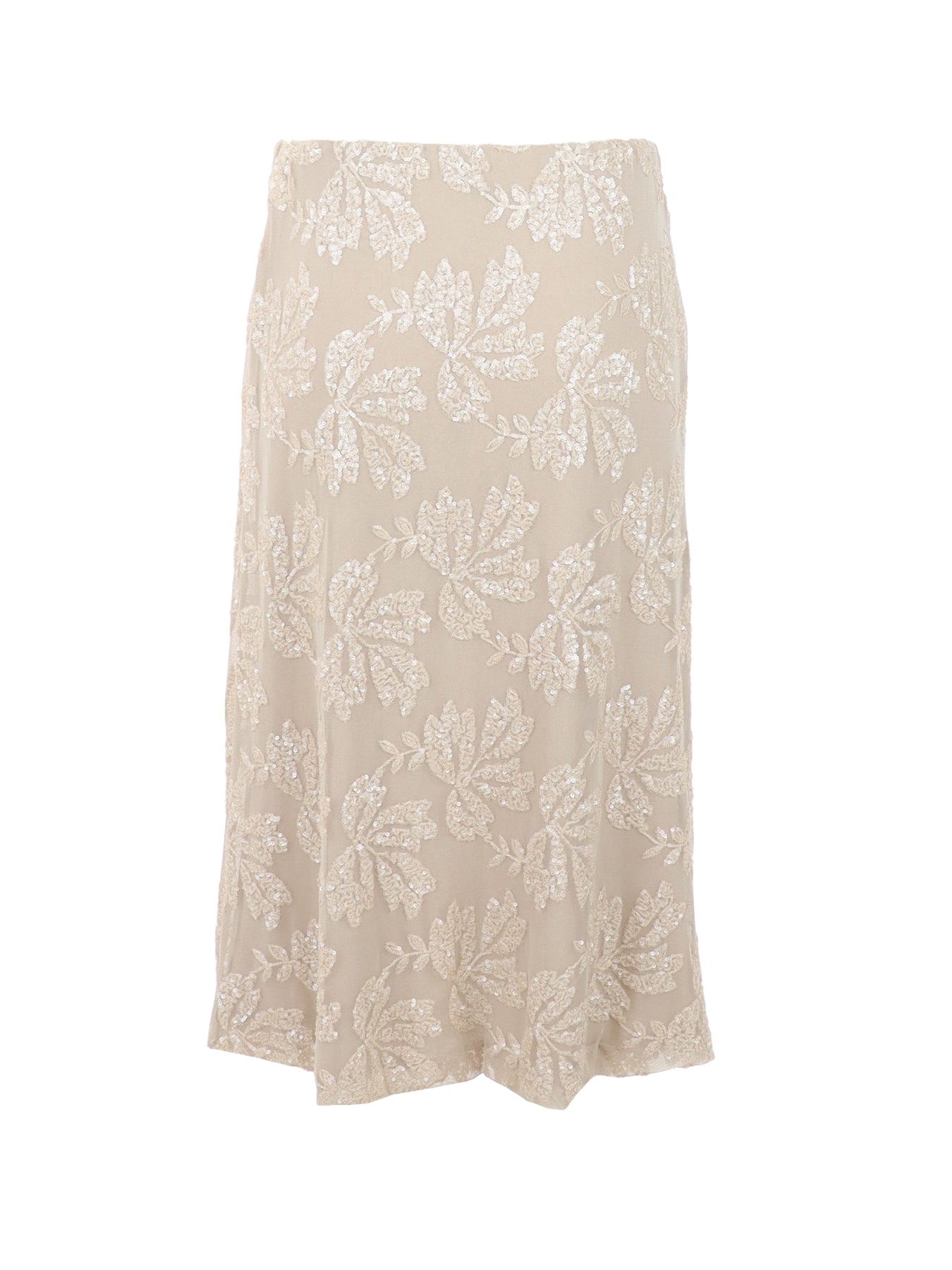 Jupe tulle/sequins mi-longue beige Antonello Serio