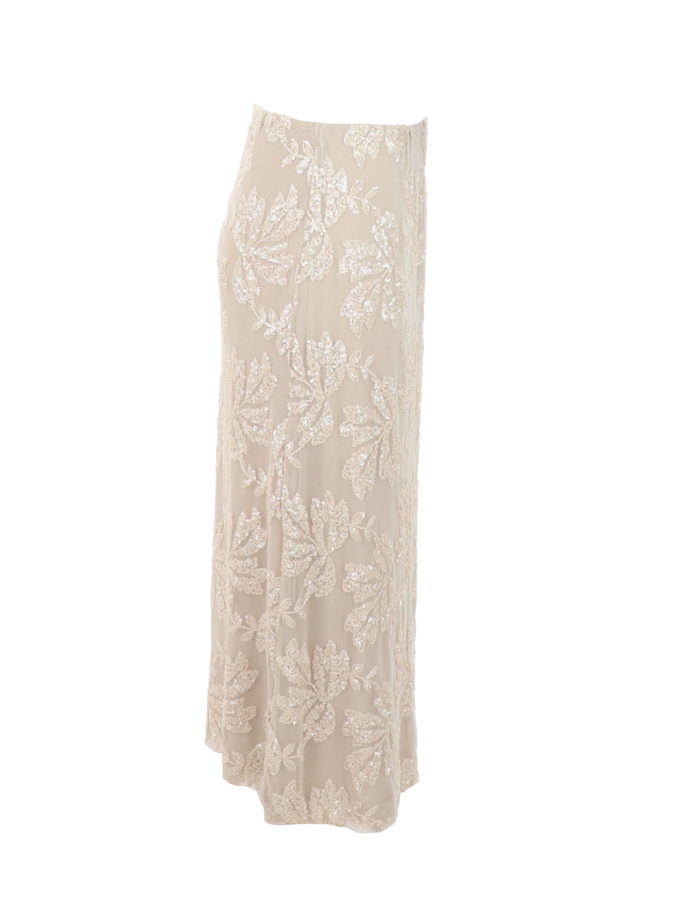 Jupe tulle/sequins mi-longue beige Antonello Serio