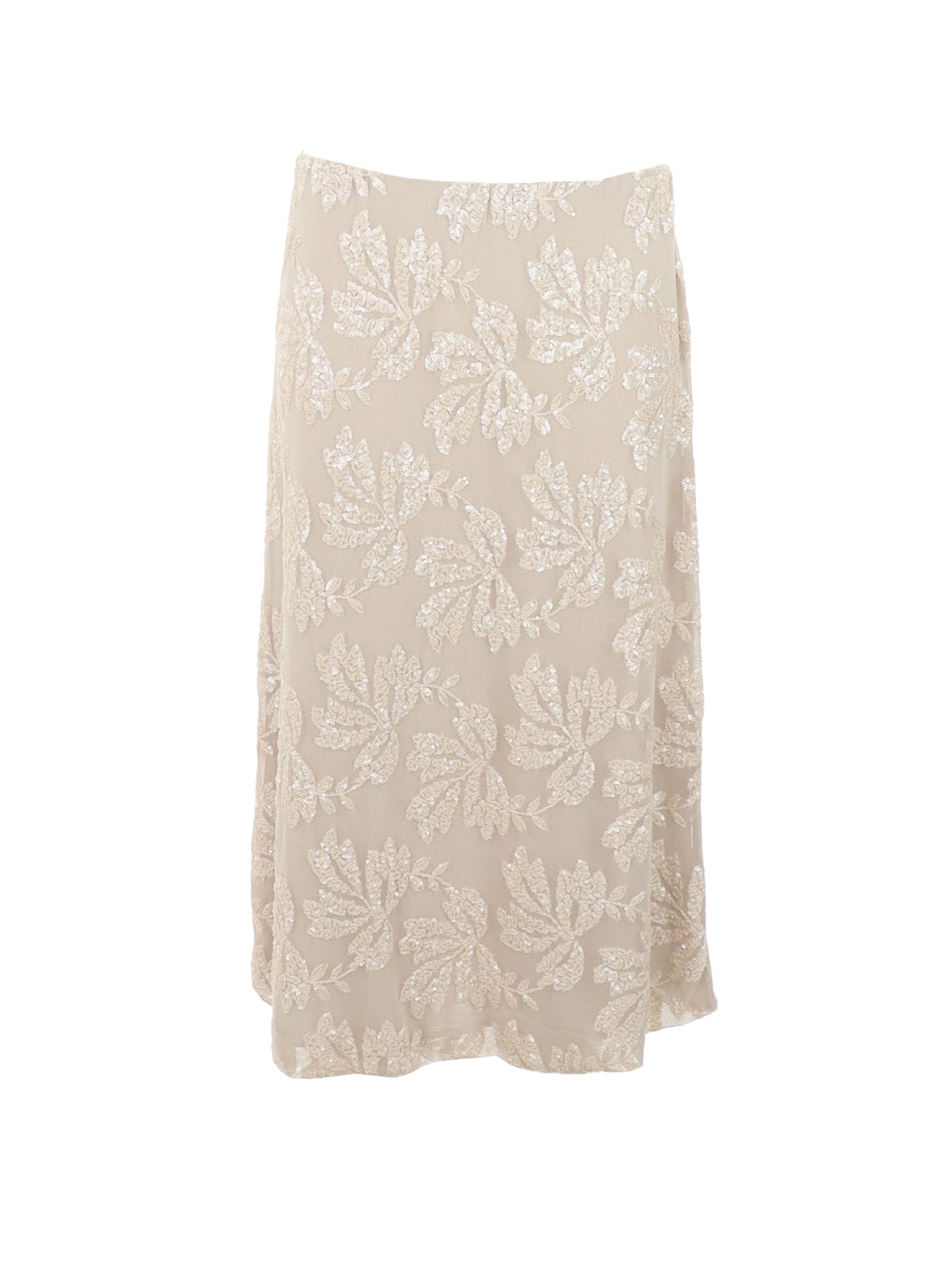 Jupe tulle/sequins mi-longue beige Antonello Serio