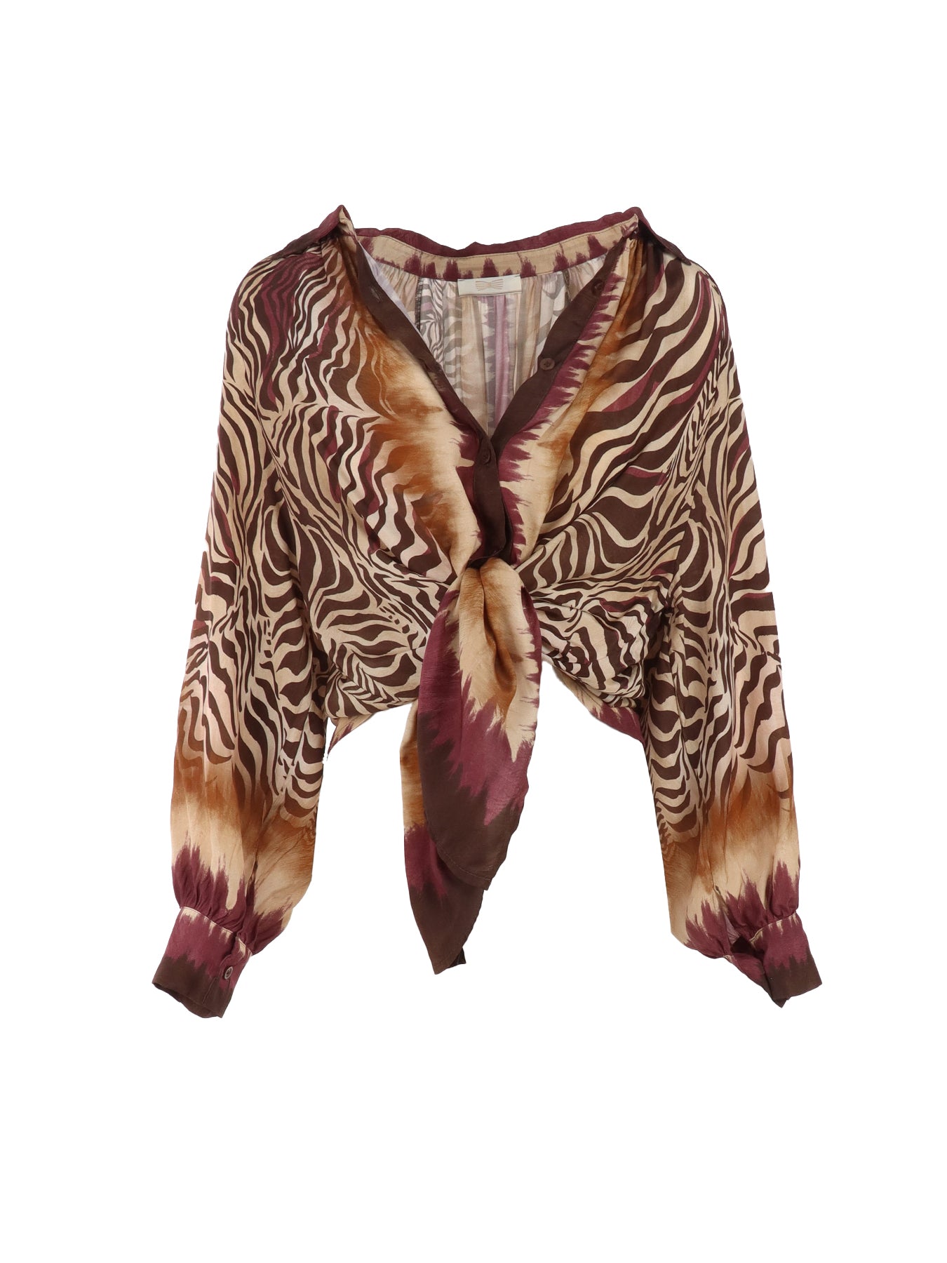 Blouse motif tigre camel bordeaux