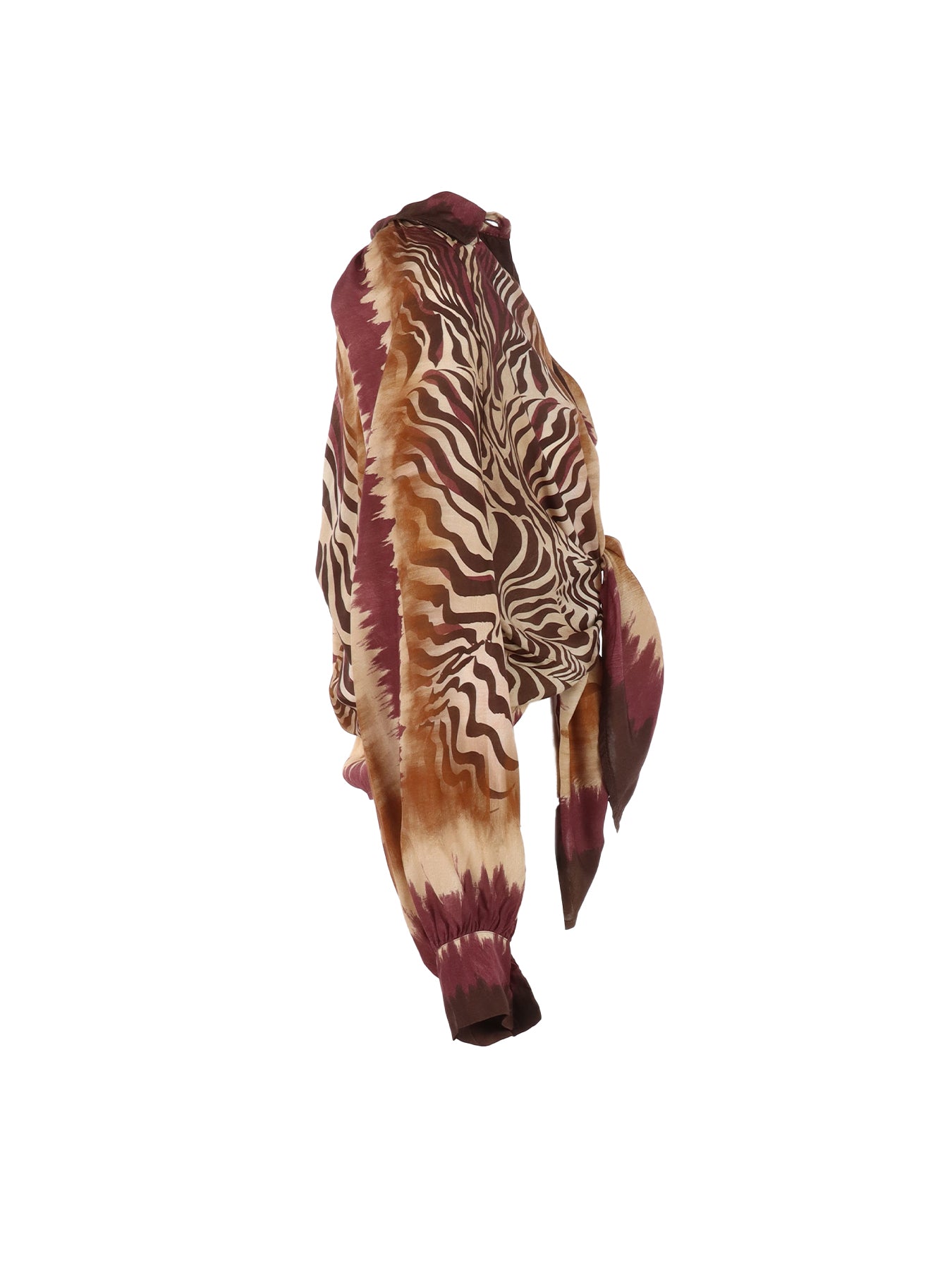 Blouse motif tigre camel bordeaux