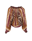 Blouse motif tigre camel bordeaux
