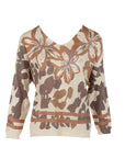 Pull écru imprimé floral camel Carla