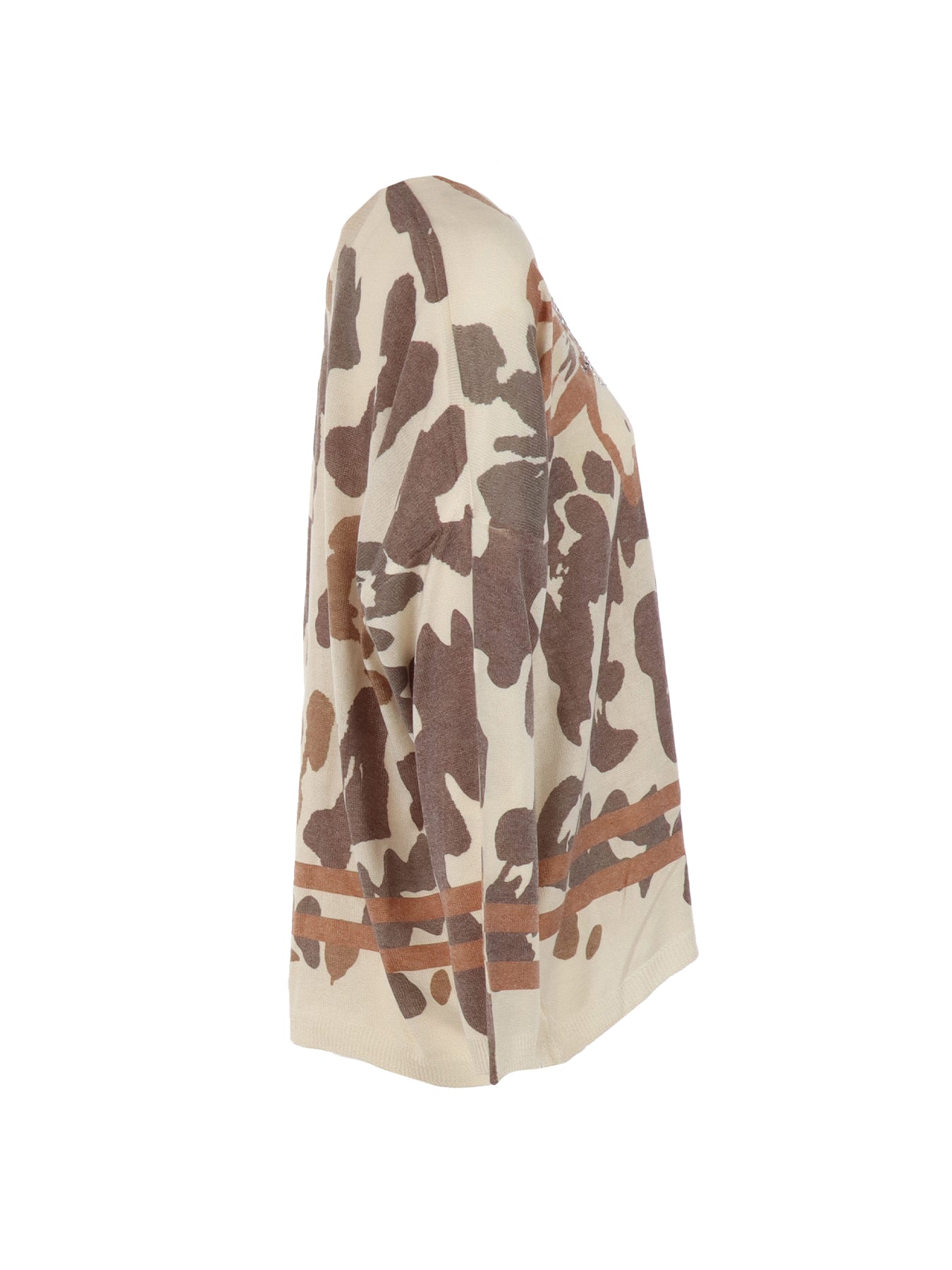 Pull écru imprimé floral camel Carla