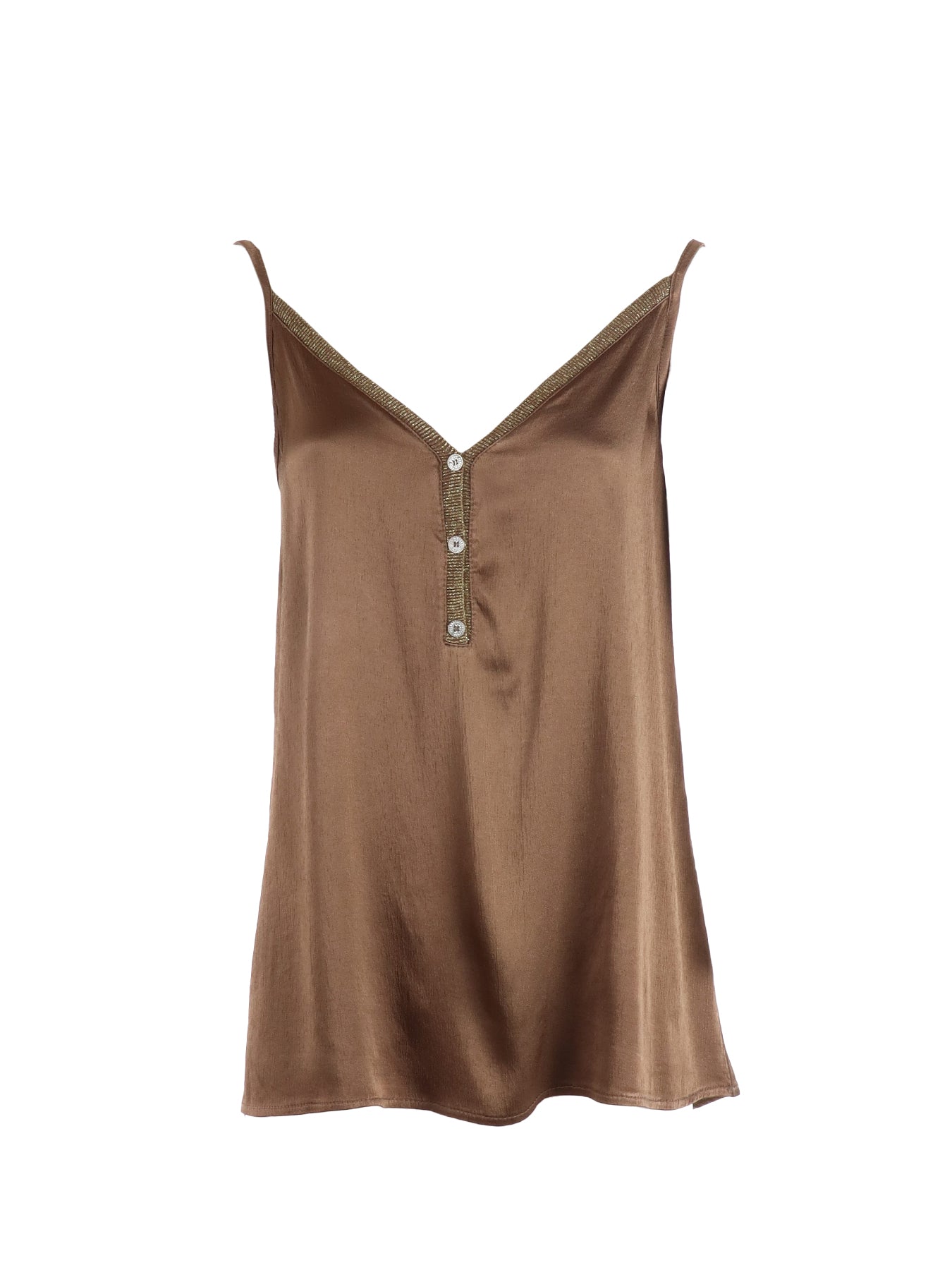 Top bretelles 3 boutons choco