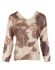Pull écru imprimé flouté choco/ bordeaux Carla