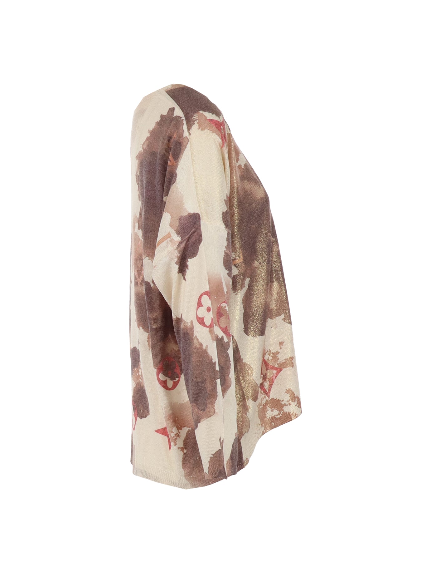 Pull écru imprimé flouté choco/ bordeaux Carla
