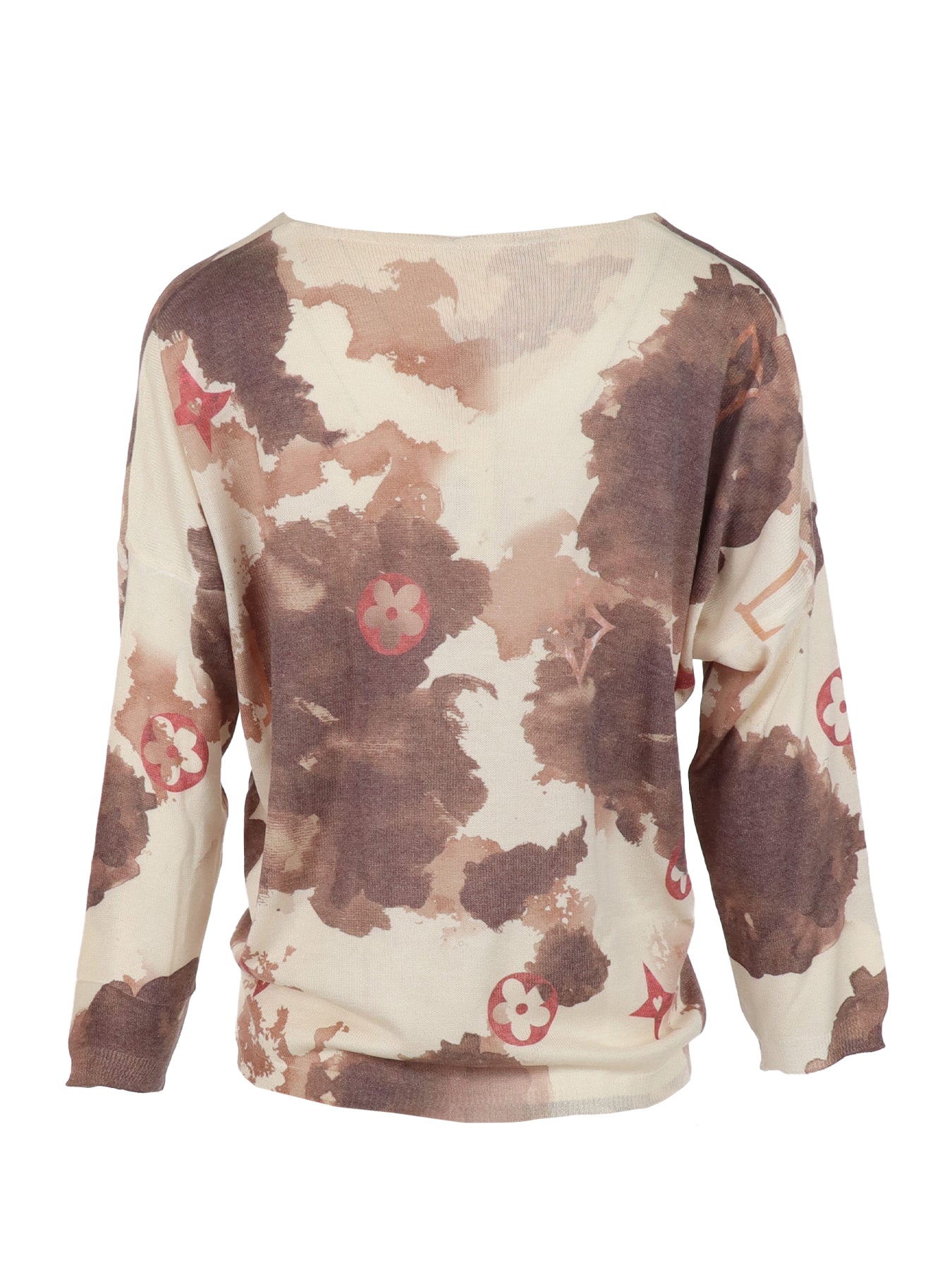 Pull écru imprimé flouté choco/ bordeaux Carla