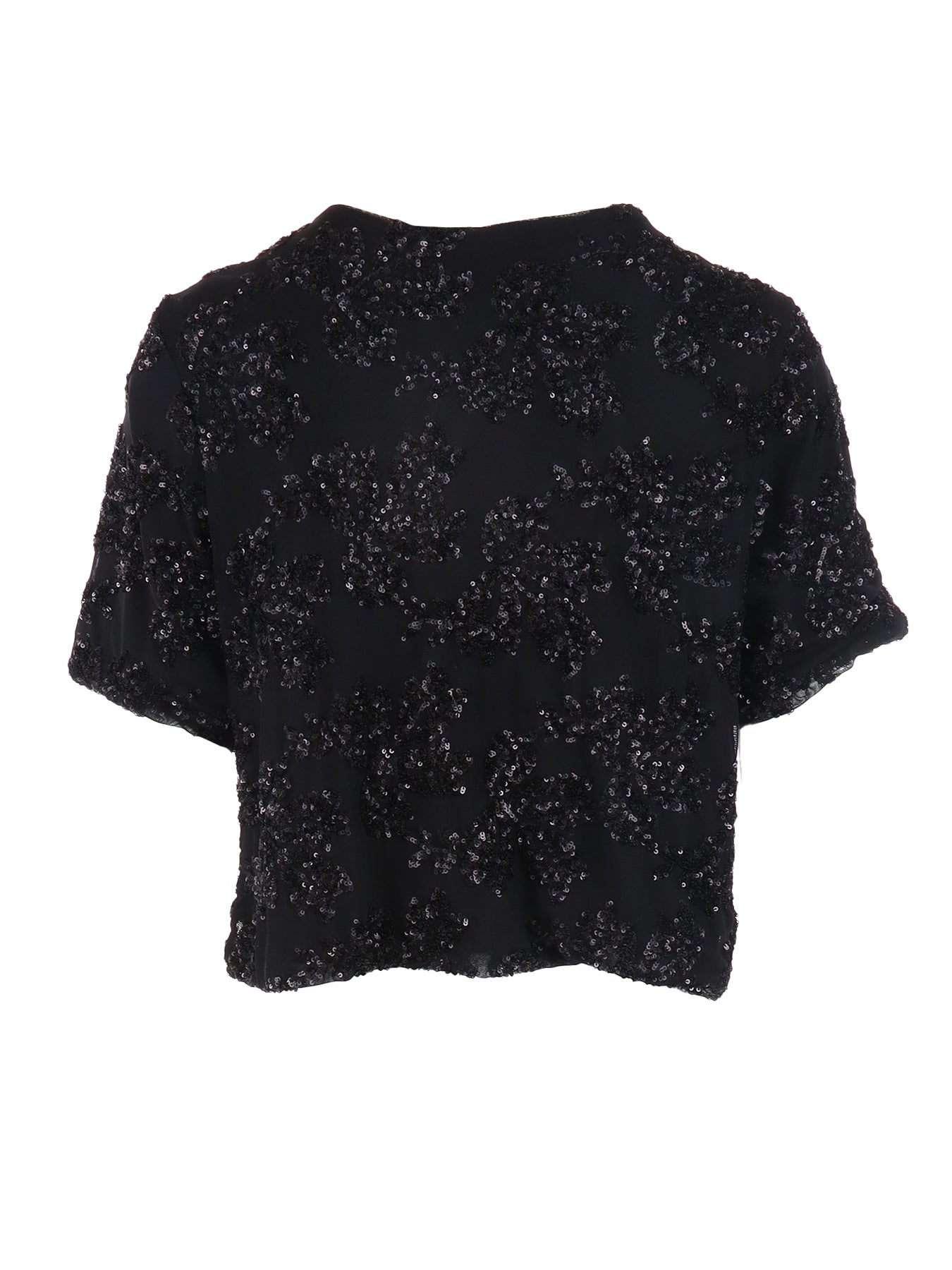 Top manches courtes tulle/sequins noir Antonello Serio