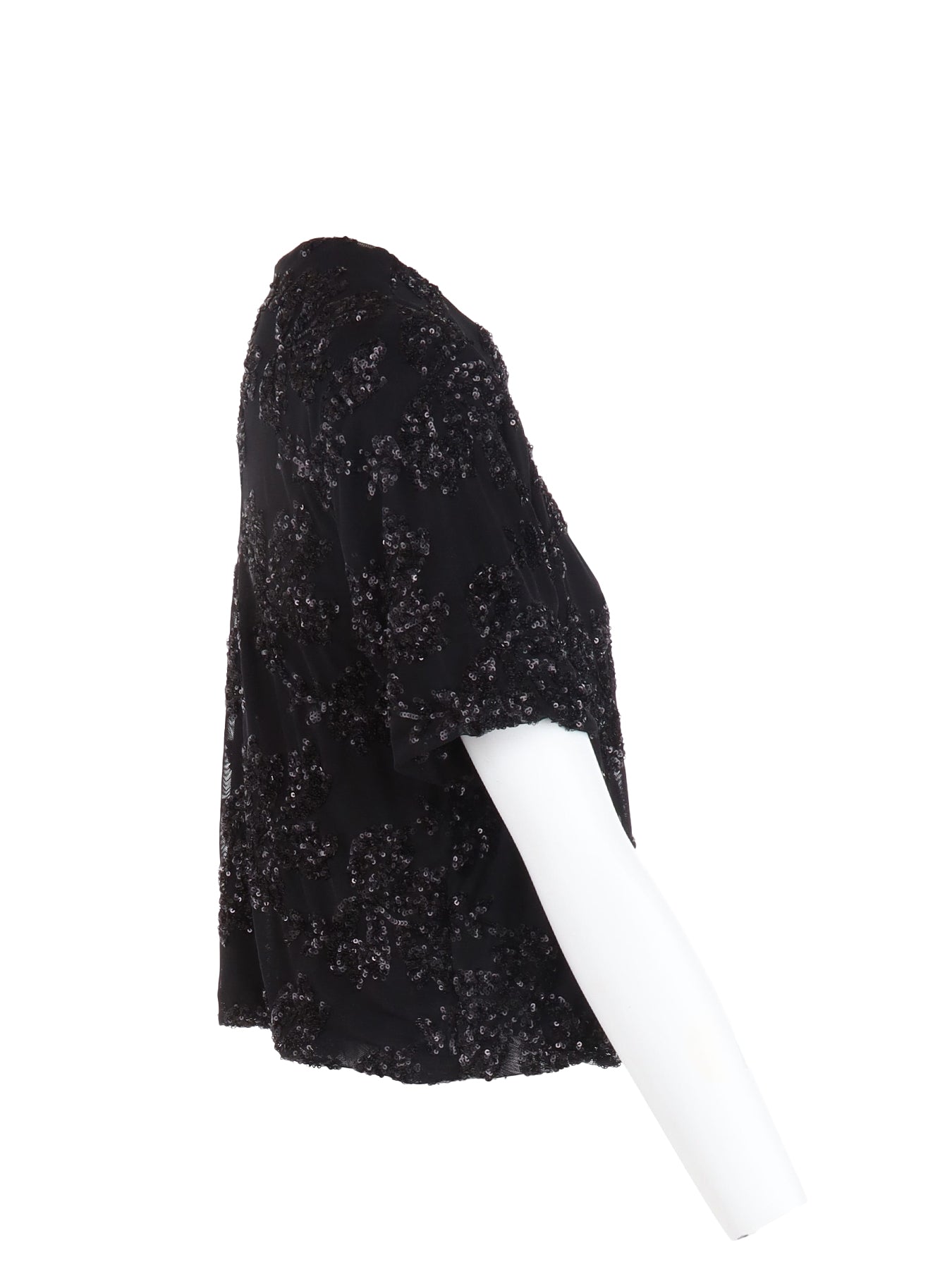 Top manches courtes tulle/sequins noir Antonello Serio