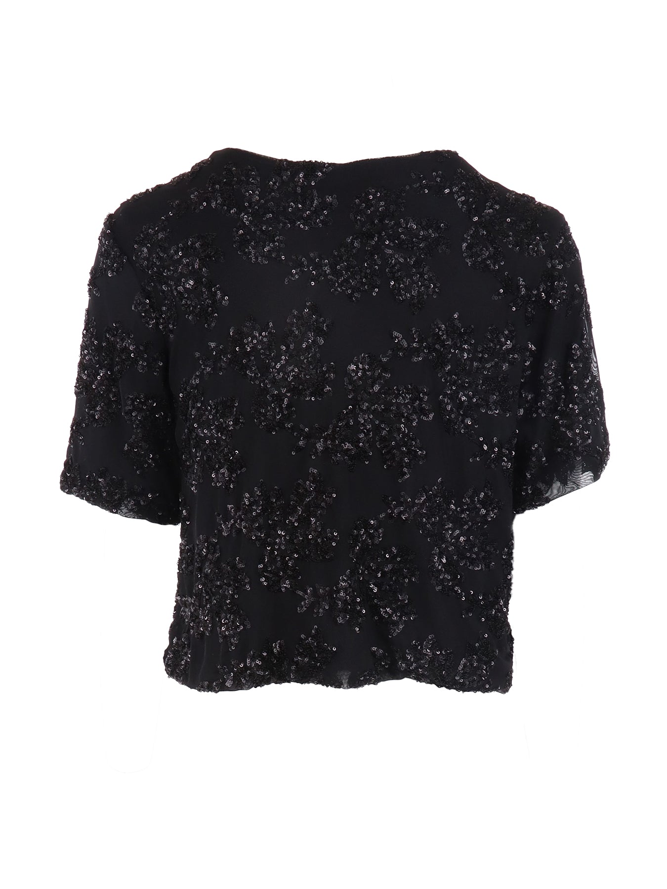 Top manches courtes tulle/sequins noir Antonello Serio