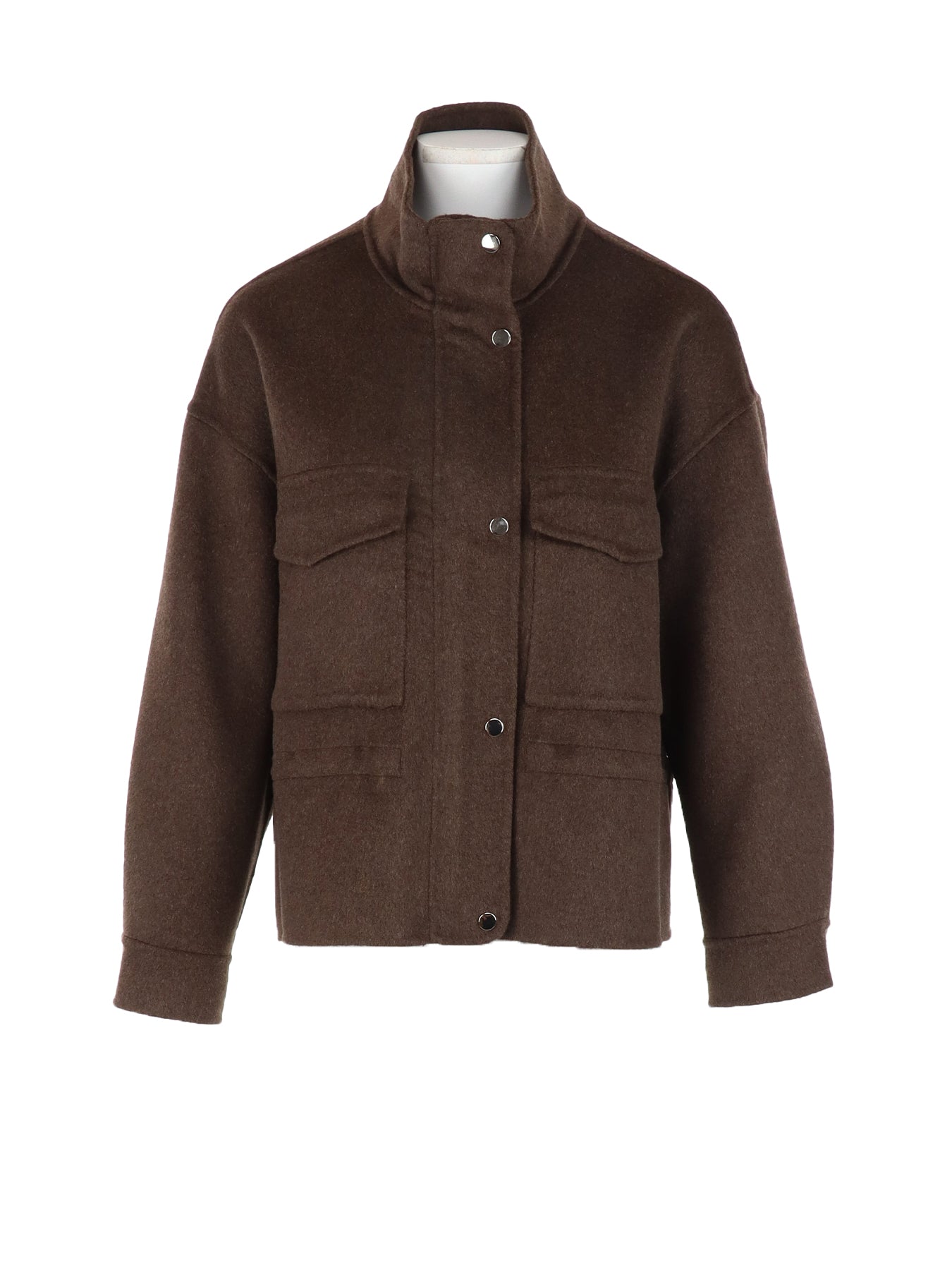 Blouson court toile de laine choco ATT