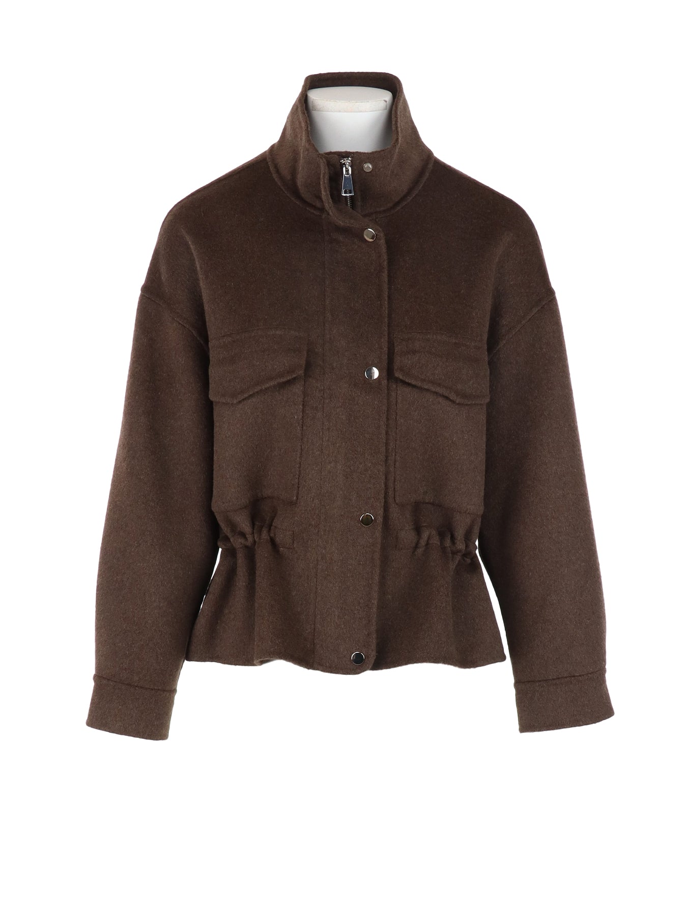 Blouson court toile de laine choco ATT