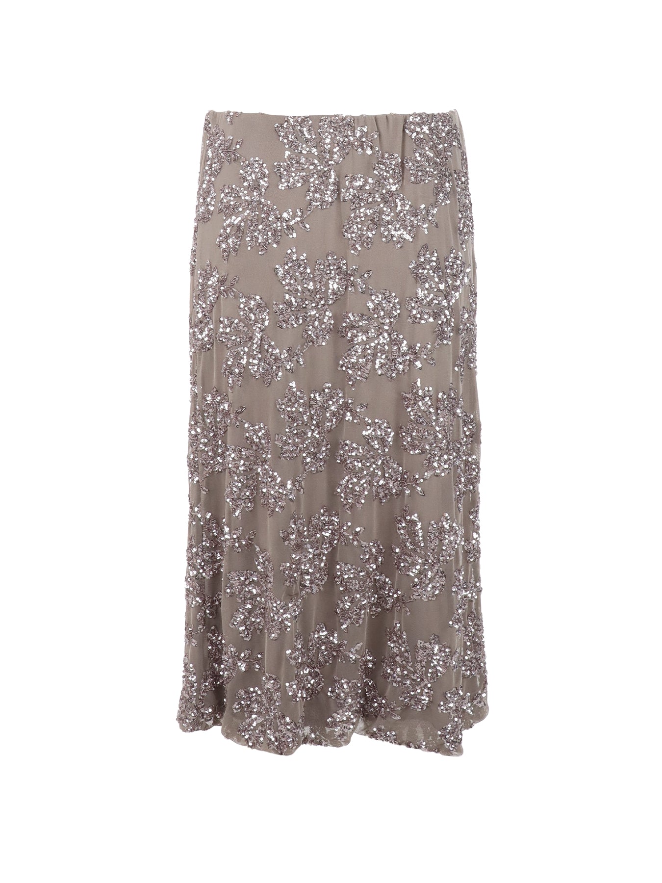 Jupe tulle/sequins mi-longue taupe Antonello Serio