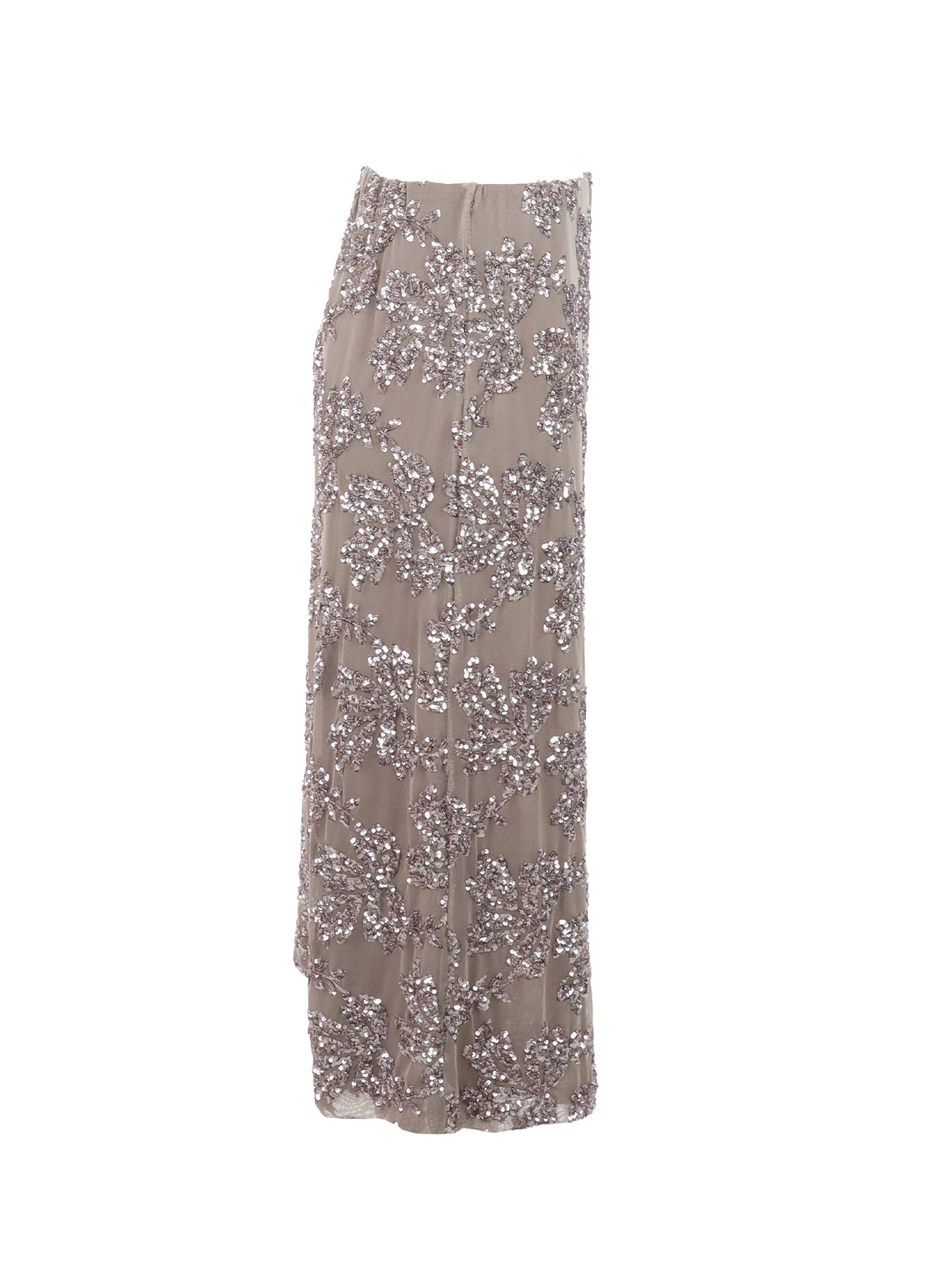 Jupe tulle/sequins mi-longue taupe Antonello Serio