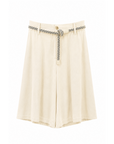 Bermuda en toile de lin fine beige