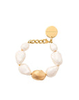 Big Organic Pearl Bracelet with golden pearl Vanessa Baroni
