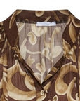 Blouse camel imprimée floral écru