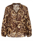 Blouse camel imprimée floral écru