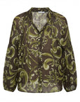 Blouse brun imprimée floral kaki