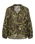 Blouse brun imprimée floral kaki