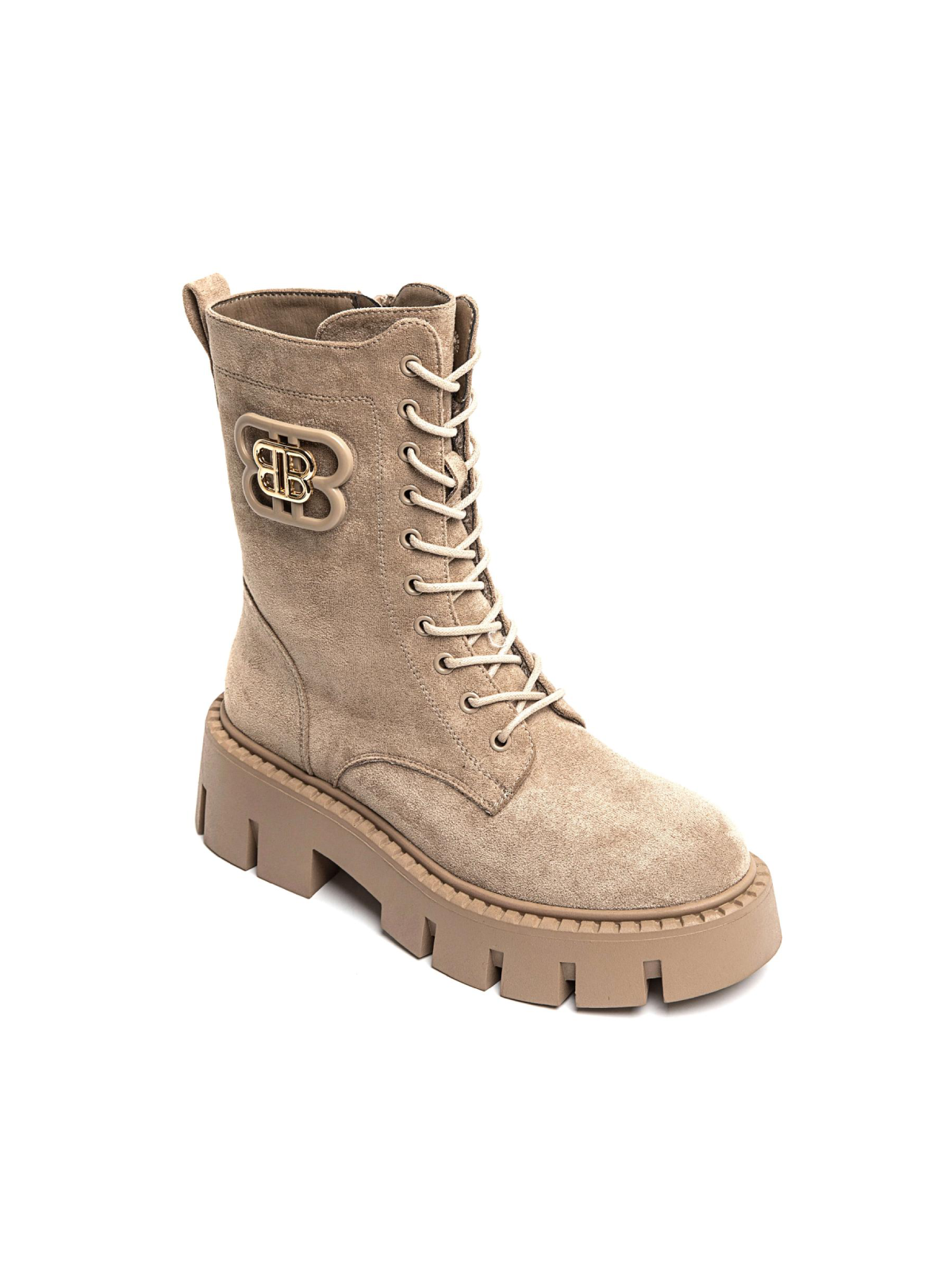 Bottines montantes à lacet beige MARK