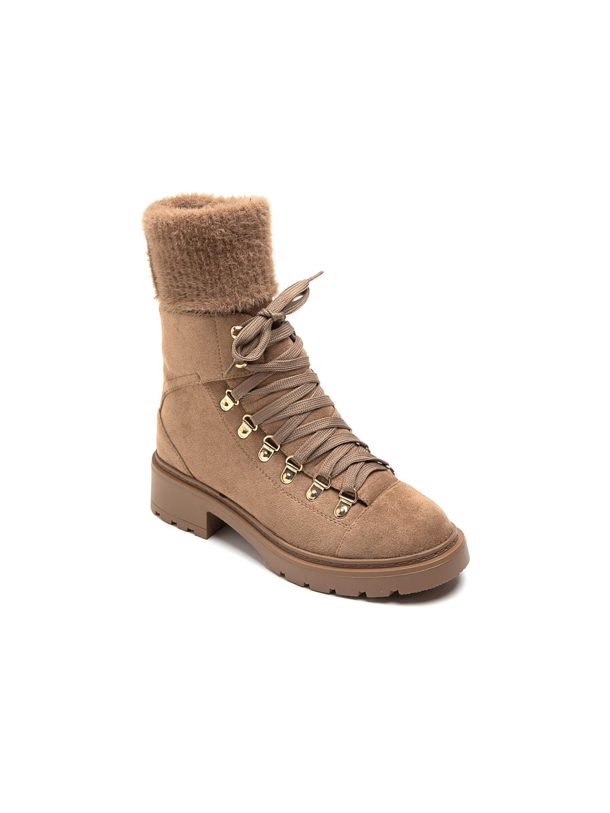 Bottine chaussette montante à lacet camel MARK