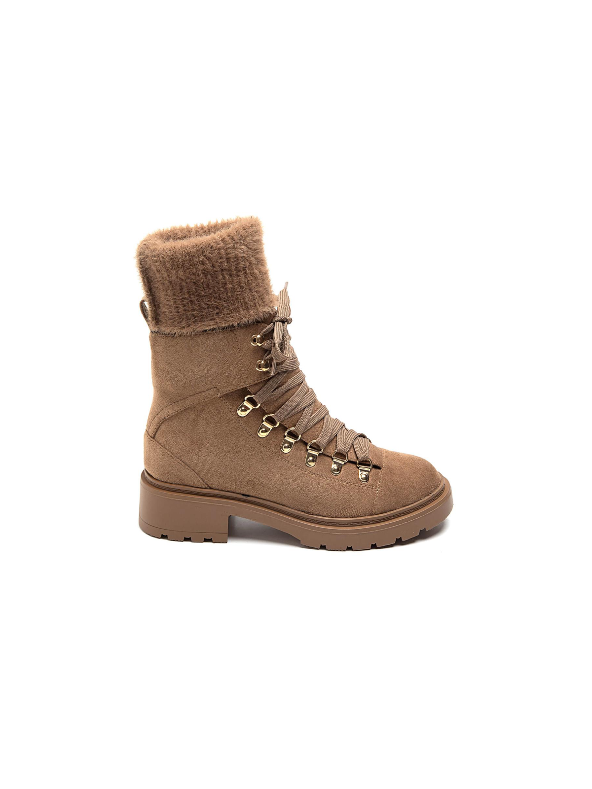 Bottine chaussette montante à lacet camel MARK