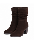 Bottines en croûte de cuir marron