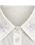 INTERDEE chemisier écru soie col sequins