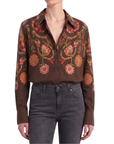 Chemisier floral ethnique marron