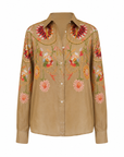 Chemisier floral ethnique beige