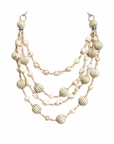 Collier court 4 rangs perles beige