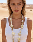 Collier long COEUR/FLEUR beige
