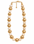 Collier perles écru-doré