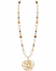 Collier long perles COEUR doré