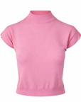Thin pink crew neck sweater with short sleeves