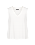 Top col V maille glacée blanc