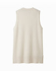 Débardeur long col V beige