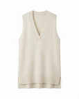 Débardeur long col V beige