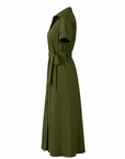 Robe chemisier longue kaki - coton glacé