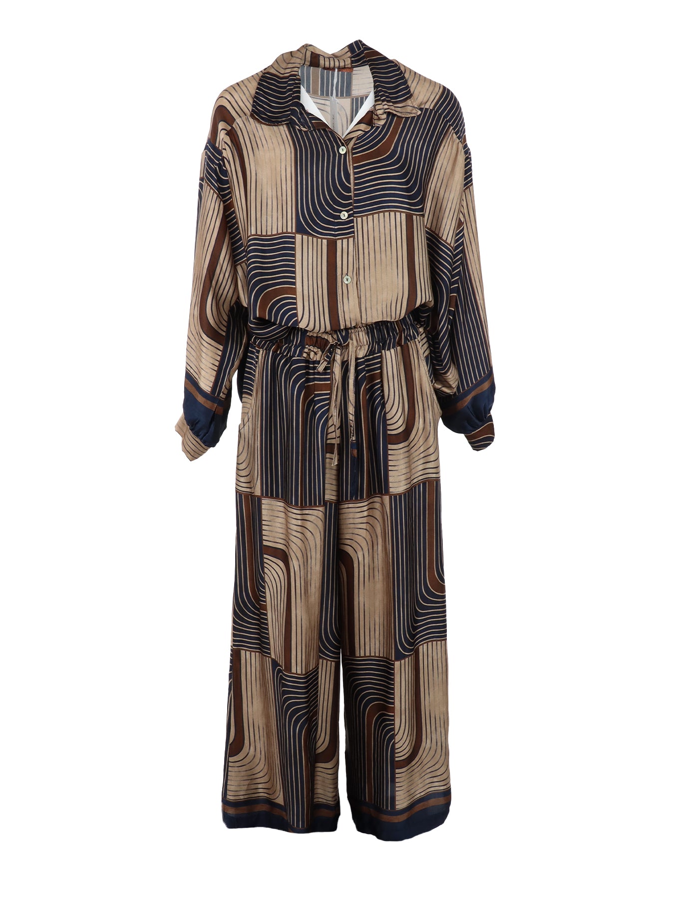 Chemise rayée brun/marine Noe